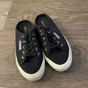 Superga navy sneaker mule
